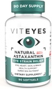 Viteyes Natural Astaxanthin, Relieve Tired Eyes & Eye Strain, Sourced from Algae, Skin Hydration, Heart & Brain Health, 4 to 8 mg Natural Astaxanthin, 90 Softgels