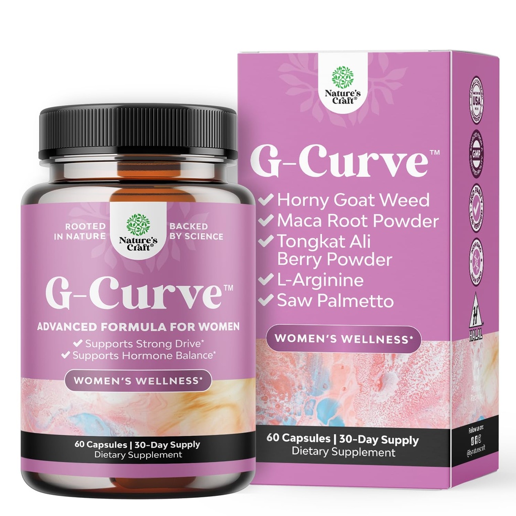 G-Curve Breast and Butt Enhancer Pills May Support Voluptuous Curves - Herbal Enhancement Pills with Horny Goat Weed for Women Saw Palmetto Extract and L-Arginine *Resultados May Vary