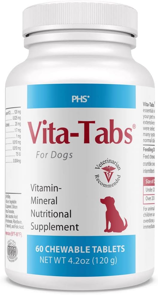 Vitaminas Esenciales, Minerales, Nutrientes - Suplemento de Salud para Perros - Sistema de Apoyo Inmunitario, Huesos - Peligro Saborado - 60 Tablas Chewable