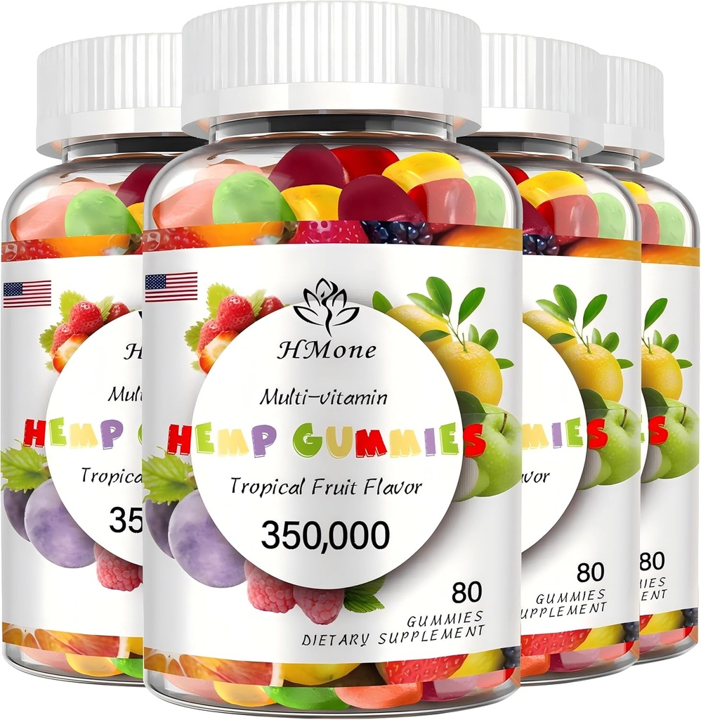 4 Pack Omega 3 6 9 Gummies Vegan Edible Bear Candy, Non-GMO, Bajo Azúcar