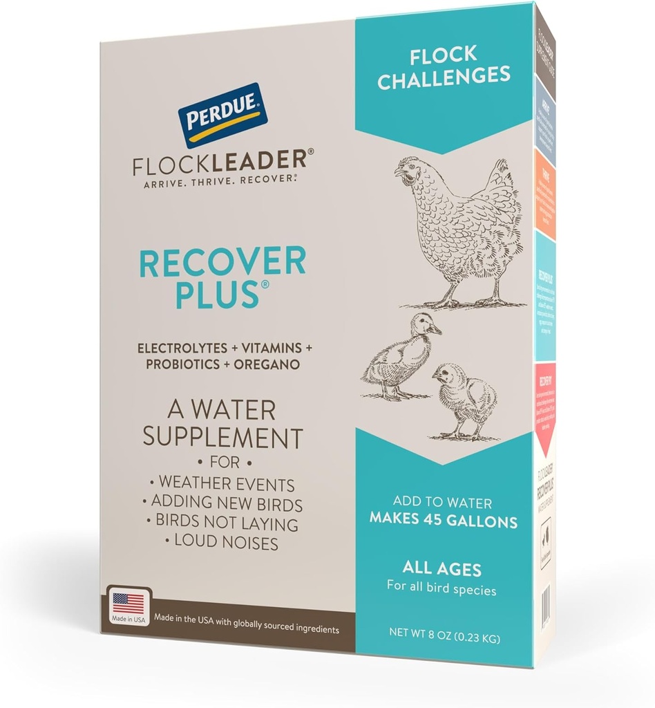 Recover Plus Moderate Stress Probiotic Water Supplement for Chickens with Electrolytes & Oregano, 8 oz