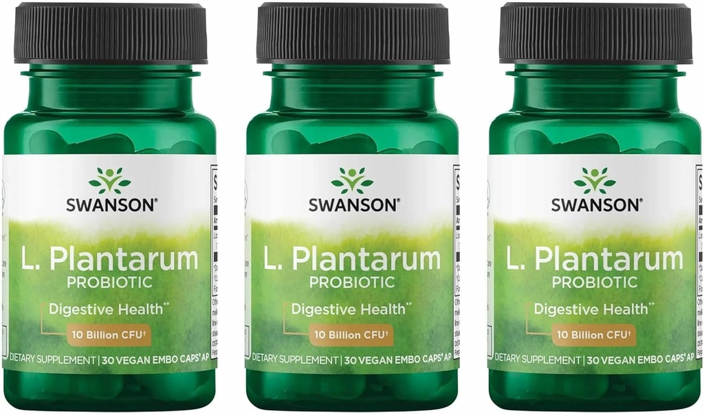 Swanson L. Plantarum - Suplemento Digestivo Promoción Gastrointestinal Balance & Bowel Regularidad - Fórmula natural para ayudar a reducir el rubor - (30 cápsulas vegetales) 3 Pack