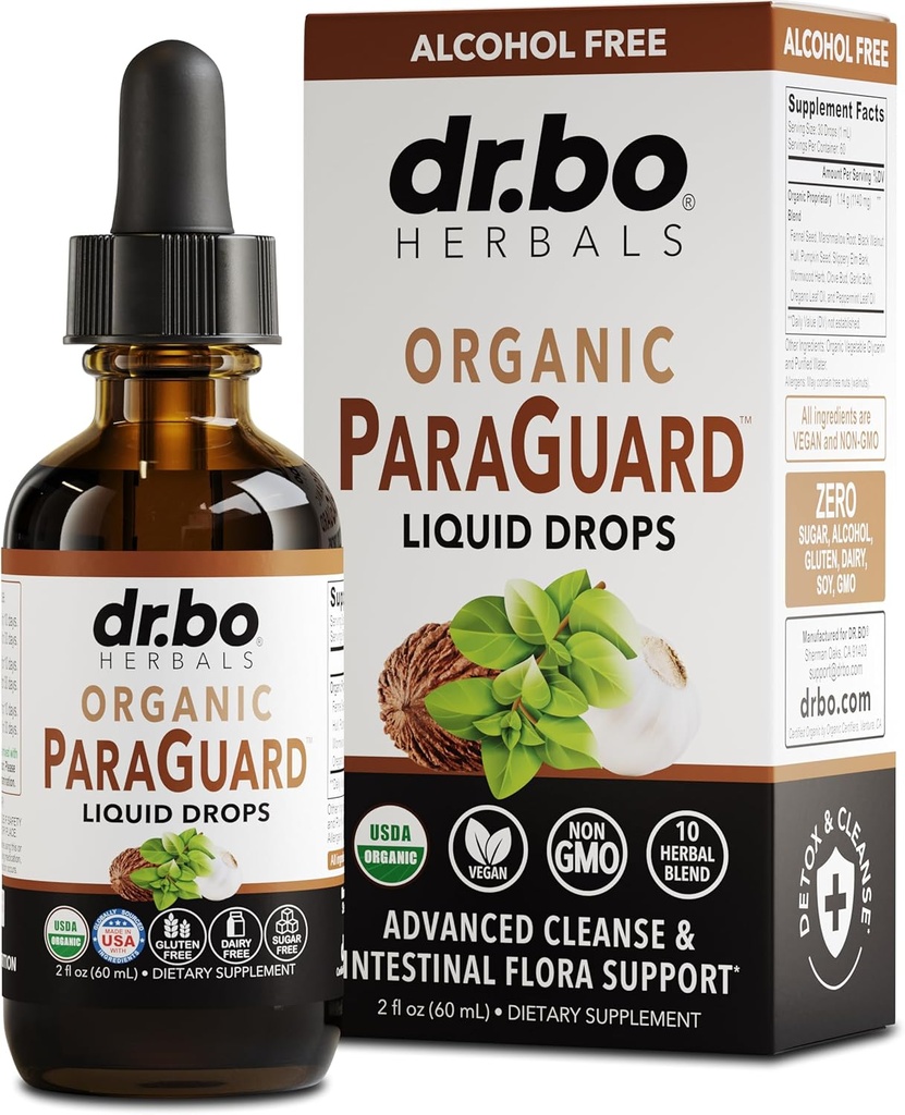 ParaGuard Cleanse Liquid Organic Detox - Organic Intestinal Guard Formula Supplement for Humans with Black Walnut Wormwood Clove " Oregano Tintura - Natural Herbal Intestine Body Gut Cleanser 2 oz