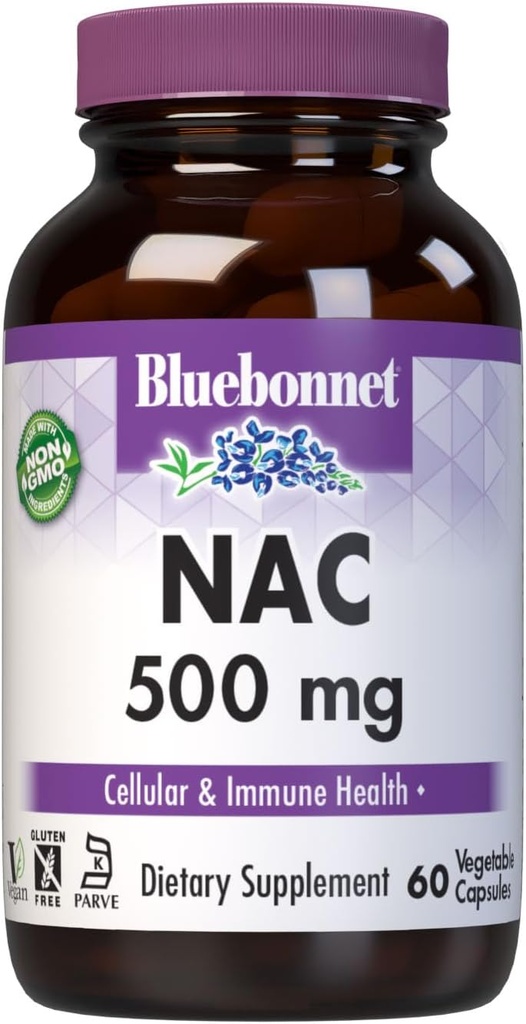 Bluebonnet NAC 500 mg cápsulas de vitamina, 60 cuenta