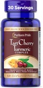 Puritan Pride Tart Cherry Complejo Turmérico, Suplemento dietético para la salud antioxidante, 60 cápsulas de liberación rápida