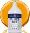 Salvaje Aceite de Salmón de Alaska para Perros con Pollock - 64 oz de Pollock y Aceite de Salmón, Omega 3, EPA, y DHA - Perros Skin y Coat Suplemento - Made in USA