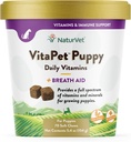 NaturVet – VitaPet Puppy Daily Vitamins for Dogs – Plus Breath Aid – Específicamente formulado para proporcionar cachorros con vitaminas esenciales, minerales, ácidos aminoácidos y ácidos grasos (70 cerdas blandas)