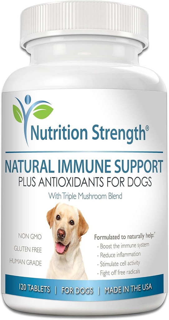 Soporte inmunitario para perros más antioxidante, Reishi, Shiitake, Maitake, Turquía Tail Mushrooms for Dogs, con Coenzyme Q10, Selenium, Vitamina A, 120 Chewable Tablets