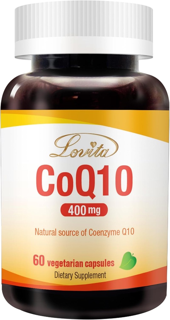 Lovita CoQ10 400mg Suplementos ← Easliy Absorbed Coenzyme Q10 Polvo Silencio Antioxidante Co Q10 Enzyme ANTE Soporta la salud del corazón