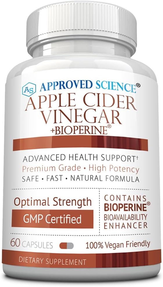 Cídulas de vinagre de manzana aprobadas con 'La Madre' y BioPerine - 1600mg, No GMO, Vegan, 60 cápsulas (Pack of 1)