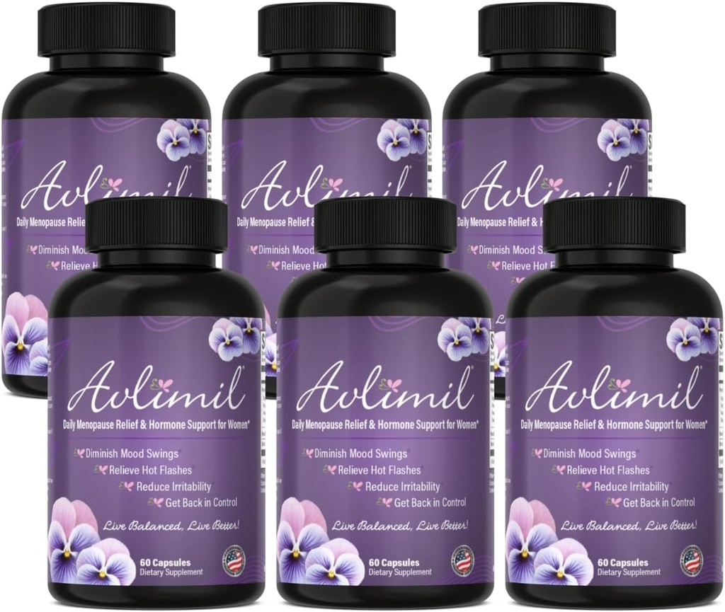 Saldo hormonal " Menopause " Alivio de Mood Swings, Hot Flashes, Night Sweats " Irritability - Isoflavones, Black Cohosh, Raspberry, Valerian, Sage, Red Clover, Lemon Balm - 60 Cuenta (6)
