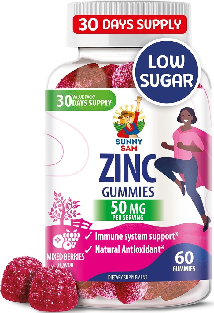 Zinc Gummies for Adults - Zinc Chewable Gummy for Immune Support - Powerful Natural Antioxidant Non-GMO Supplement for Children Hombre Adultos