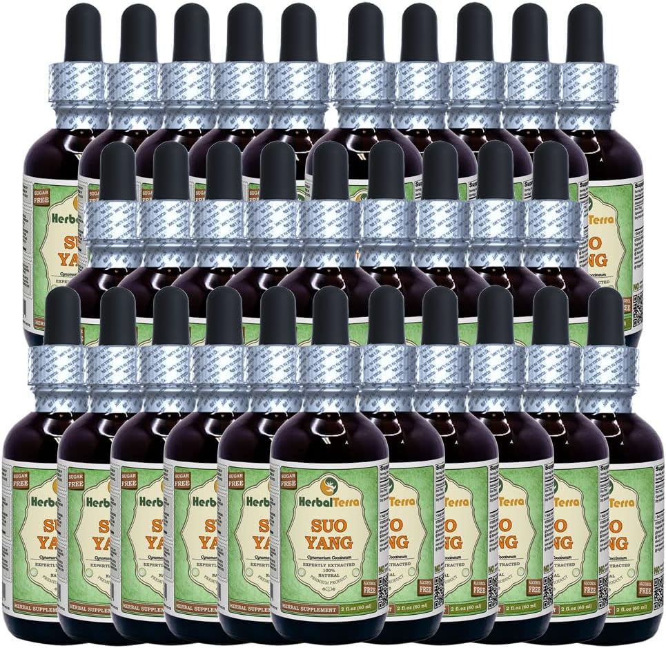 SUO Yang (Cynomorium coccineum) Glycerite, Dried Herb Extracto líquido libre de alcohol (Marca: HerbalTerra, Proudly Made in USA) 30x2 fl.oz (30x60 ml)