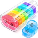AUVON Pill Box 2 veces al día, organizador semanal de píldoras AM PM con 7 caja de bolsillo diario para mantener vitamina, medicina, medicamentos y suplemento
