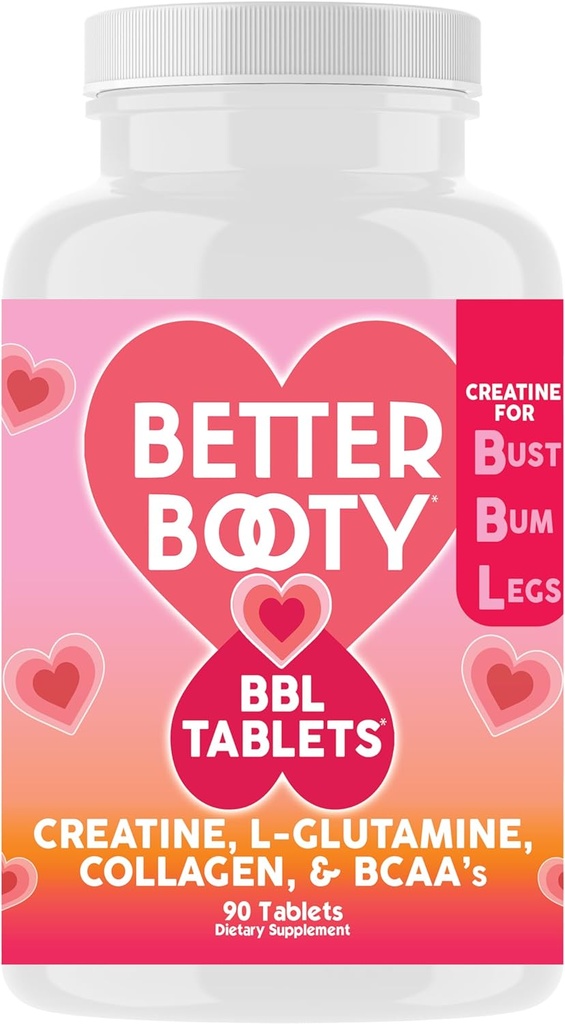 Better Booty BBL Tablets - Creatine Complex Supplement for Women with Creatine Monohydrate, L-Glutamine, Collagen, and BCAA's (90ct)
