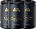 Carbón de carbón orgánico Charcoal Activado Natural, Vegan, Orgánico, GMO Gratis - Botella grande 25 oz Polvo - 3pack