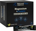 Magnesium Powder Drink Mix Packs - Lemon/Lime - Natural Flow 4X Magnesium Glycinate, Taurate, Malate, Orotate Suplemento, Calm Sleep and Cramp Support Blend, No Mag Citrate o Oxide, 30 Stick Packs