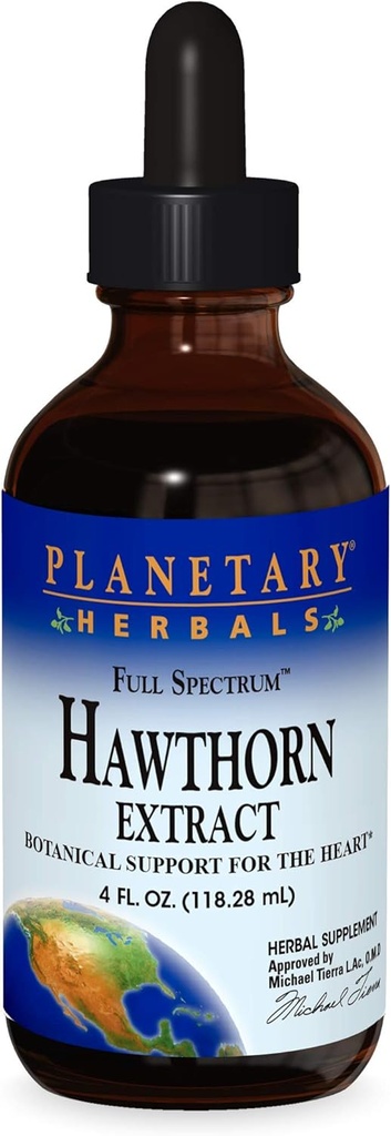 Herbals planetarios Full Spectrum Hawthorn Liquid Extract Suplemento, 4 Fluid Ounce