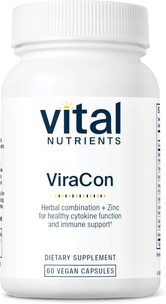 Vital Nutrients ViraCon ← Vegan Immune Support Supplement* ← Zinc, Elderberry, Licorice Root Extract, " Other Herbs for Comprehensive Immune Support ← Gluten, Dairy, Soy Free ← Non-GMO Silencio 60 Capsules