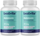 BESTVITE Melatonin 20mg (240 cápsulas vegetarianas) (120 x 2) - No Stearates - Vegan - No GMO - Gluten Gratis