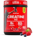 Powder de Monohidratos de 6 estrellas, X3 (Fruit Punch) - Cretina Saborada HCl Powder Monohydrate Suplemento para la construcción del músculo " Rendimiento - Post Workout Suplemento para Hombres " Mujeres - 30 Serviciones