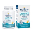 Nordic Naturals Ultimate Omega Mini D3, Lemon Flavor - 60 Mini Soft Gels - 1120 mg Omega-3 + 1000 IU Vitamina D3 - EPA & DHA - Promociona Brain & Heart Health - 30 Serviciones
