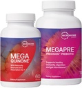 Microbiome Labs MegaPrebiótico para soportar la digestión " Gut Barrier (180 cápsulas) + MegaQuinone K2-7 Suplemento completo de vitamina K con Magnesio, Zinc (60 cápsulas) - 2 Producto Bundle