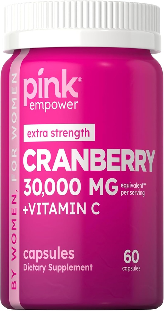 PINK Píldoras de arándano para las mujeres ← 60 cápsulas TENIDO Plus Vitamina C TENIDO NO GMO &amp; Gluten Free Extract Suplemento Silencioso Apoyo Urinary Tract Health