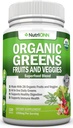 Organic Super Greens Capsules - Fruit And Vegetable Supplements - 120 Count - 28 USDA Organic & Vegan Premium Ingredients - Superfood Blend For Immune Health, Digestion & Energy - Whole Food Vitamins