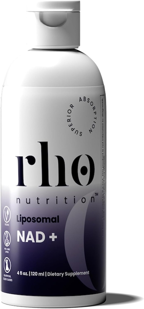 Rho Nutrition Liposomal NAD+ – Suplemento líquido diseñado para ayudar a la absorción – Forma activa de NAD+ Ayuda a apoyar la salud celular normal, el envejecimiento saludable, el metabolismo energético y la realidad general