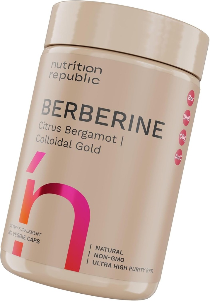 Suplemento de bereberina 1500mg, Complejo de bereberina ultra alta potencia con Citrus Bergamot, oro frío &amp; bereberina Hcl, suplemento de dihidroberina