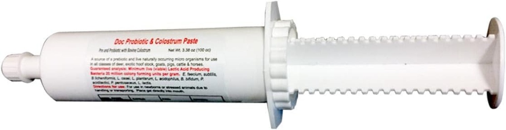 Doc Probiotics 80cc Colostrum Paste Prebiotics and Live Micro Encapsulated Livestock Probiotics Goats, Cows, Horses Sheep, Pigs, Deer