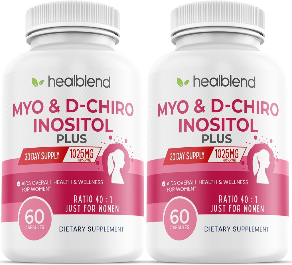 Myo ' D-Chiro Inositol Plus Suplemento Blend, Equilibrio hormonal, Ovulación saludable " Asistencia general para la salud de las mujeres, la fertilidad y el embarazo (2 Pack)