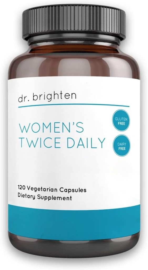 Dr. Brighten Women’s Twice Daily — Premium Women’s Multivitamin, Full-Spectrum with No Iron, Unique Nutrients, Higher B Vitamins — 120 Capsules