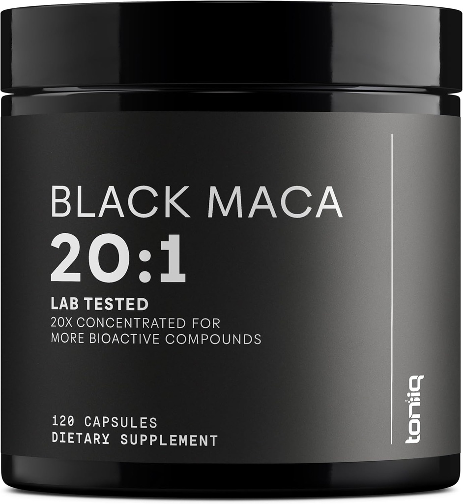 Maca Root Negro - Extracto ultra alta potencia 20:1 - Origen único, Wildcrafted &amp; Highly Concentrated - Laboratorio de terceros probado - 120 cápsulas
