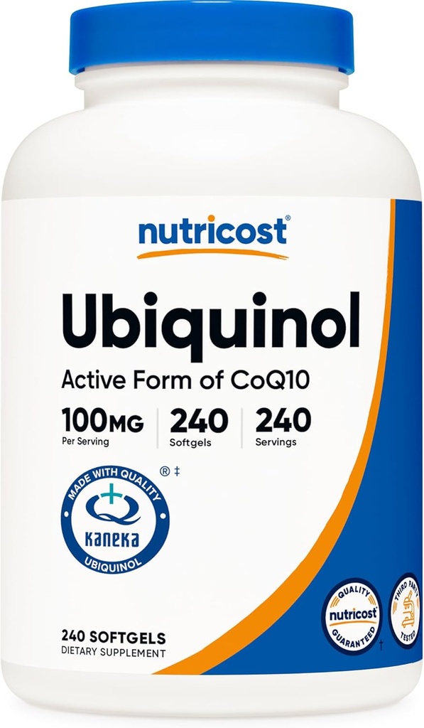 Nutricost Ubiquinol Softgels (100mg, 240 Softgels) - Absorción Superior Antioxidante tóxico Forma activa de CoQ10 - Gluten Free, Non-GMO