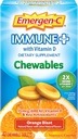Emergen-C Immune+ Chewables 1000mg Vitamina C con Vitamina D Tablet, Immune Support Suplemento dietético para la inmunidad, Orange Blast Flavor - 42 Conde
