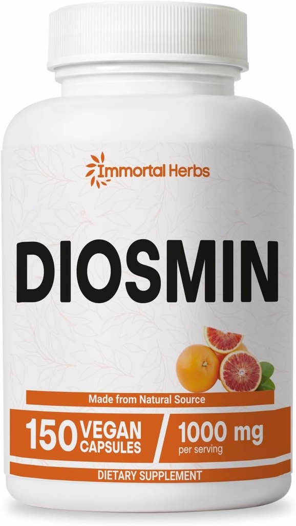 Pure Diosmin 1000mg Complex Fórmula, 150 cápsulas, Citrus Bioflavonoids Rich Fruit Extract, 100% Vegetariano, No Gluten Free Diosmin Supplement