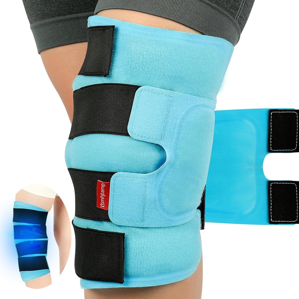 Comfytemp Gran Manga de Hielo de rodilla Reutilizable Gel, Cubierta completa Pulsera de compresión fría para lesiones, alivio de dolor, recuperación de reemplazo, artritis, LCA, después de la cirugía Obtenga un buen regalo, 23.6"x11.8"