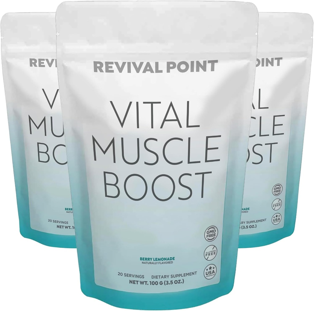 Vital Muscle Boost- Premium myHMB y vitamina D3 Suplemento para adultos – Patented HMB Powder 3000mg- para los músculos saludables, Energía &amp; Vibrant Active Life- Supports Protein Synthesis & Strength