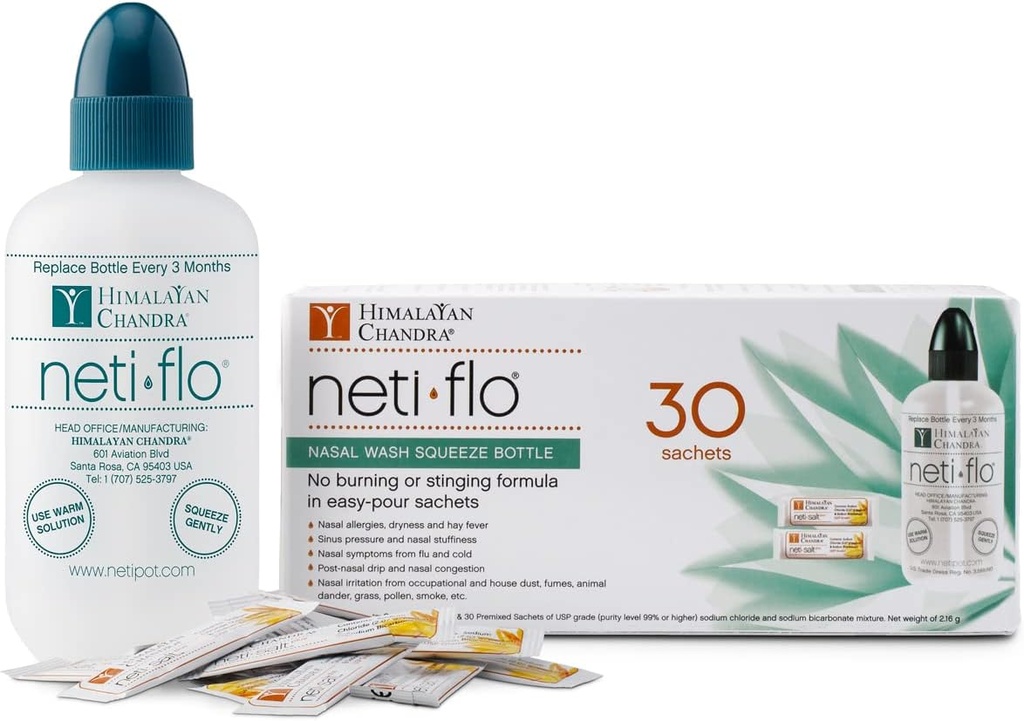 Himalayan Neti Flo Nasal Lavabo con 30 Sachets, 10 Ounce