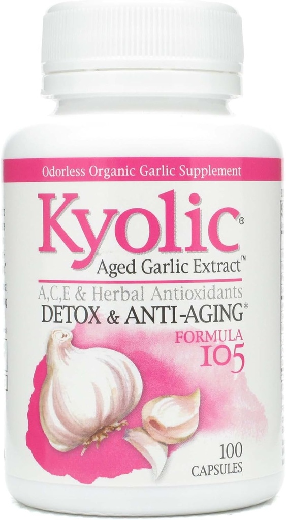 Kyolic Fórmula 105 Extracto de ajo w/VIT A y E Selenium 100 cápsulas