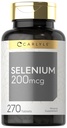 Carlyle Selenium Suplemento 200mcg ← 270 Tablet Capsules  Essential Trace Mineral Silencio Vegetarian, Non-GMO, Gluten Free
