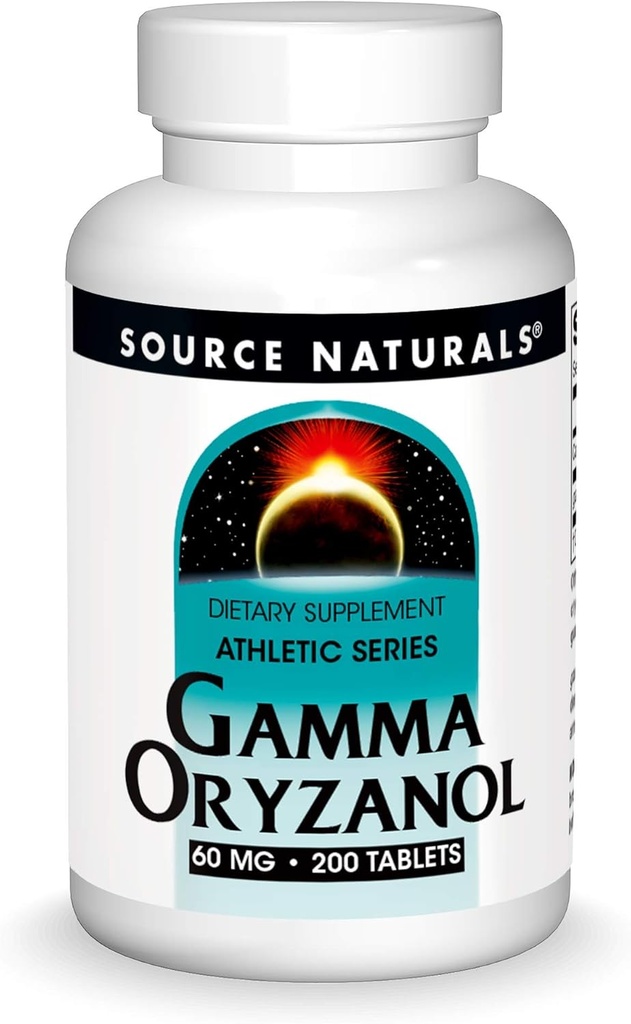 Fuente Naturales Gamma Oryzanol, Serie atlética Suplemento dietético Adecuado para Vegetarianos, 60 MG - 200 Tablets