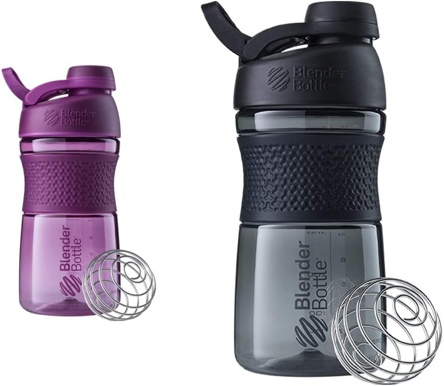 BlenderBottle 20 onzas Negro y Plum Protein Shaker Botellas con BlenderBall Wire Whisk