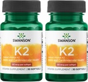 Swanson Natural Vitamin K2 (Menaquinone-7 from Natto) 50 mcg 30 Sgels (2 Pack)