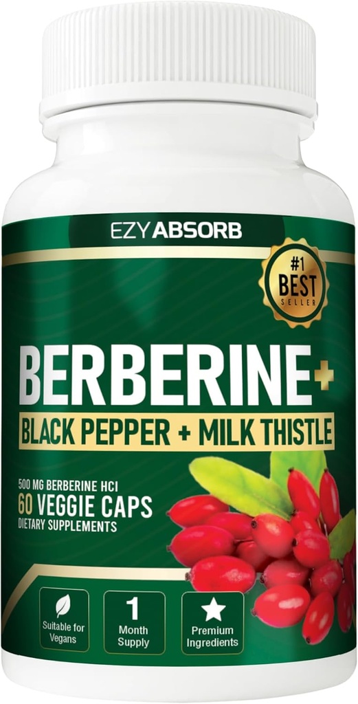 Gluten-Free Berberine 500mg, 60 Veggie Capsule w/LA-3 AMPK Metabolic Activetor