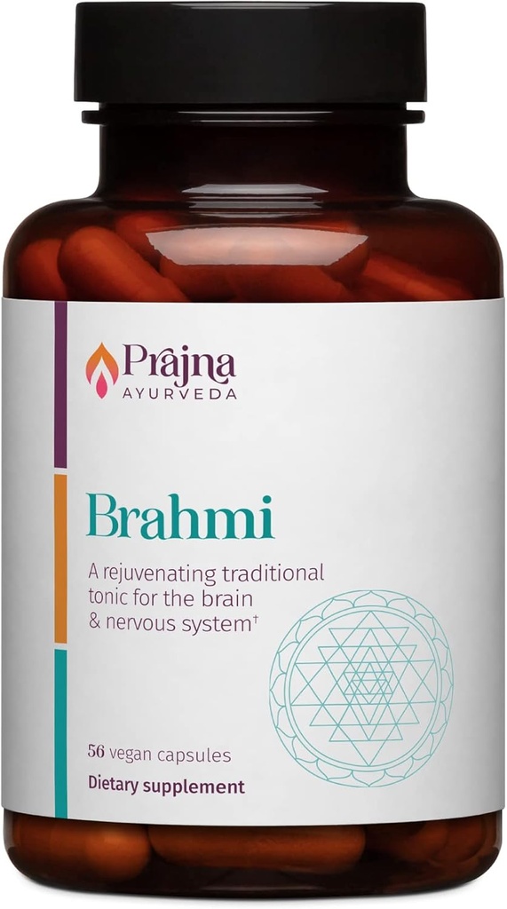 La fórmula Prajna Ayurveda Brahmi (Bacopa Monnieri) del Dr. Chaudhary se utiliza tradicionalmente para Nourish the Brain; Blended with Synapsa for Memory and Cognition Vegan, Gluten-Free, Soy-Free (500 mg)