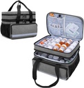 CURMIO doble capas Bolso de Organizador de Botella Empty, Caja de Almacenamiento de Organizadores de Medicina con cremalleras, Bolsa de Viaje de Medicación para Botellas de Prescripción, Suministros Médicos, Gris (Diseño de Patentes)