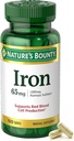Bounty Iron 65mg de la naturaleza, 325 mg Sulfato ferroso, Soporte de energía celular, promueve la producción de células rojas normales, 1 servicio por día, sin gluten, 100 tabletas vegetarianas